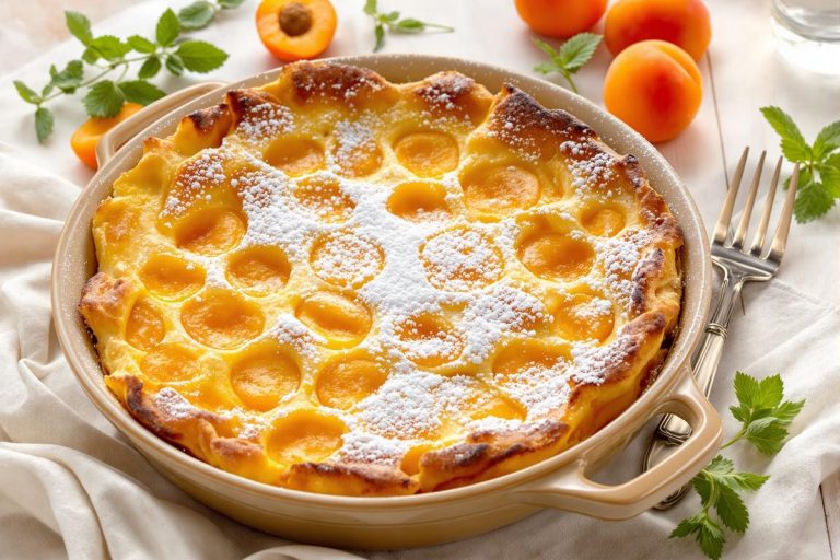Ce clafoutis aux abricots irrésistible va vous surprendre par son moelleux, sa légèreté et sa douceur fruitée.jpg