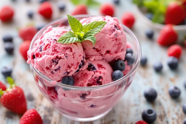 Glace fruits rouges sans sucre ajouté : le plaisir léger et rapide sans sorbetière, pour un dessert estival équilibré.jpg